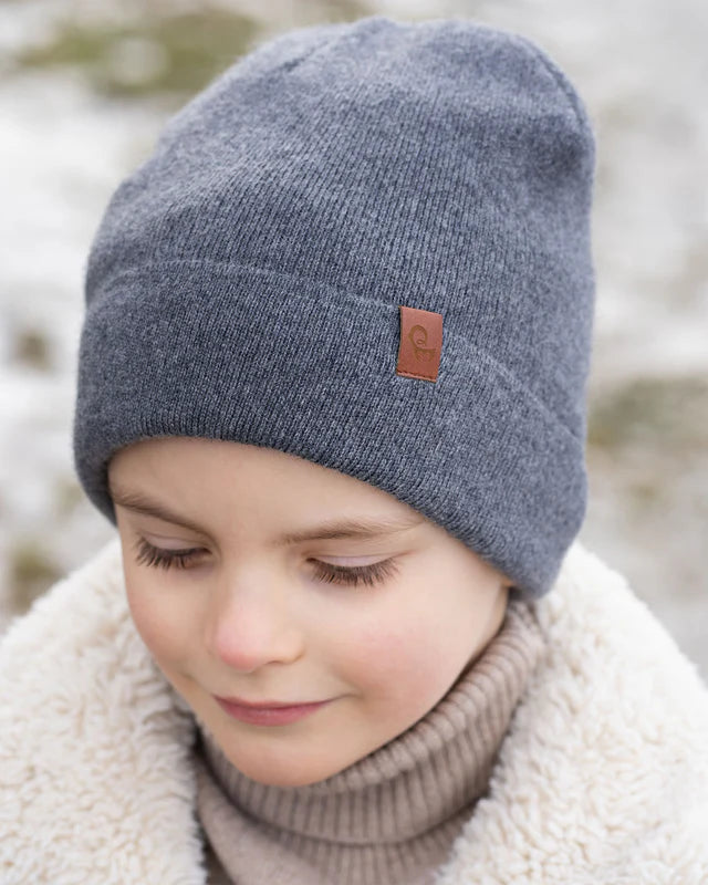 Börn - Prjónahúfa úr kasmír og merinó